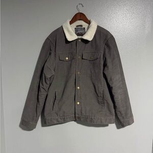Men's Corduroy Sherpa Lined Gray Button Up Jacket